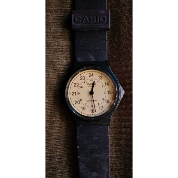 Casio Womens Quartz Analog Watch Gold Dial With Black Band Water Resistant - Picture 2 of 5